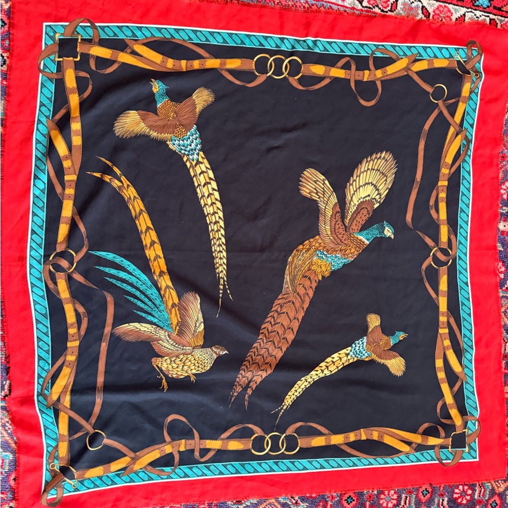 Vintage Pheasant Bold Colors Scarf
